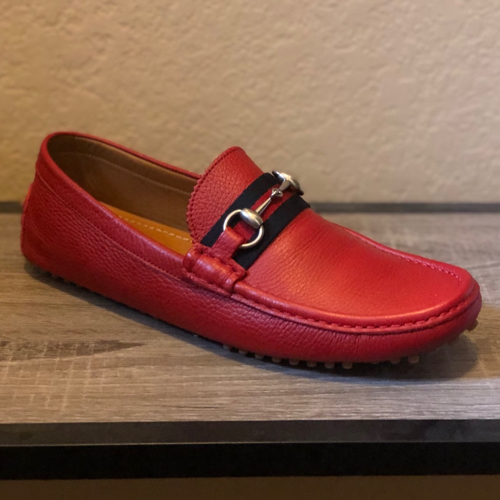Men’s Gucci Leather Driver with Web